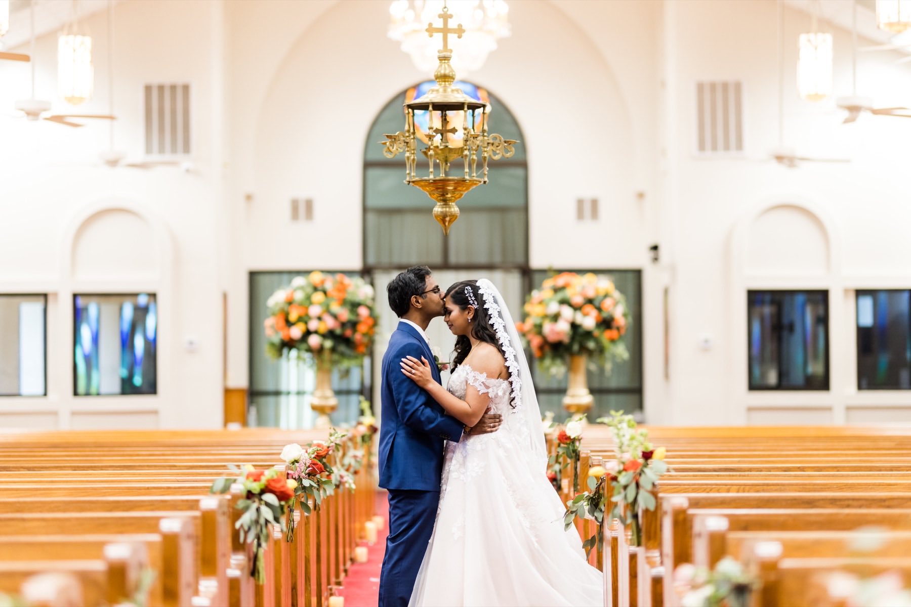 Beautiful wedding moment captured between the couple during their celebration